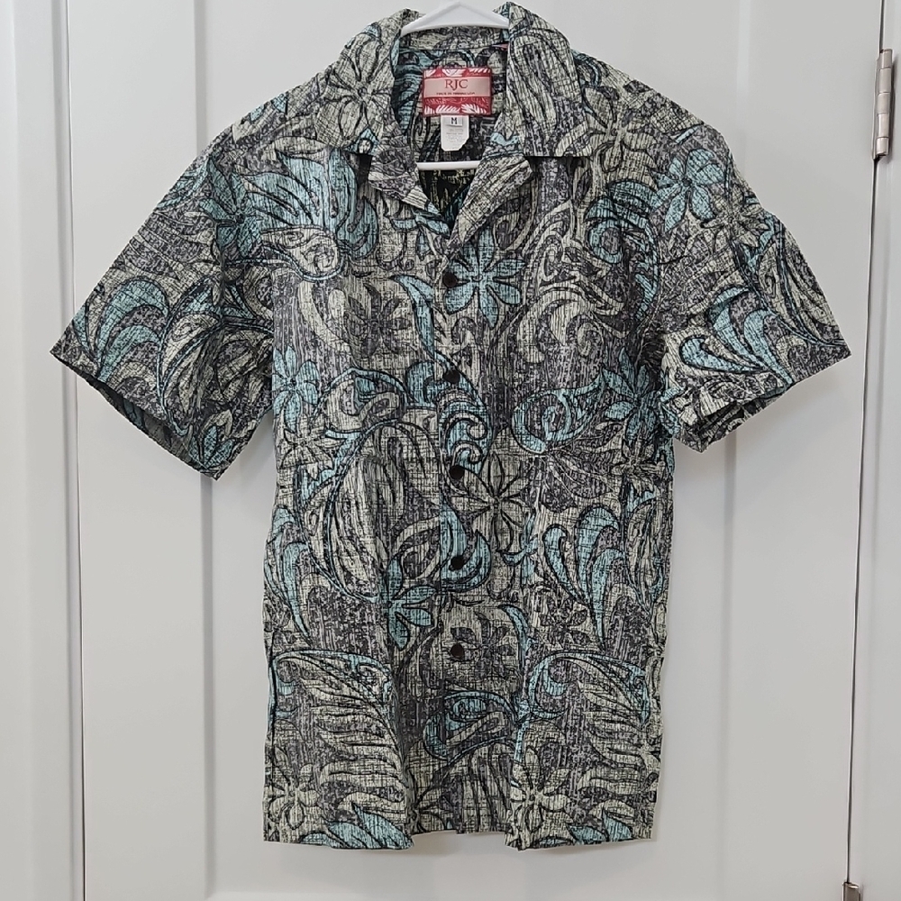 Men's Blue and Gray Short Sleeve Shirt